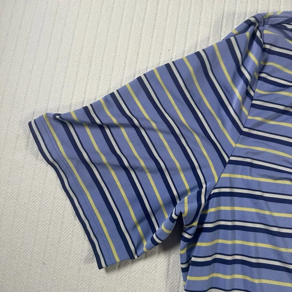 Ralph Lauren RLX Performance Polo Men's Large Blue & Yellow Stripe Golf Wicking